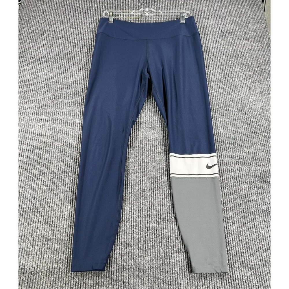 Nike Leggings Pants Womens Large Blue Gray Dri Fit Workout Active Gym‎ Cowboys